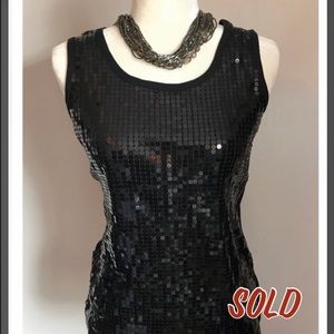 Denim 24/7 Size S Black Sequined Tank Top